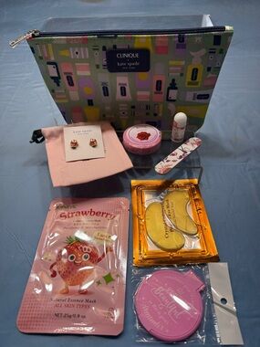 Kate Spade Clinique Cosmetic Bag with Kate Spade Earrings and dust bag